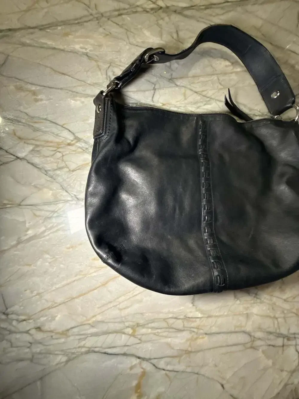 COACH SOHO F13108 Vintage Black Soft Leather Bag Large Hobo Shoulder Handbag